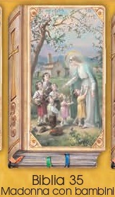 イタリア　紙カード金箔押　聖書型　紙裏白　ご絵　CRBibLia35 　イエス　子どもたち　　１２．５×７．５センチ　高級紙裏白