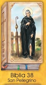 イタリア　紙カード金箔押　聖書型　紙裏白　ご絵　CRBibLia38　聖ペレグレン　１２．５×７．５センチ　高級紙裏白