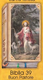イタリア　紙カード金箔押　聖書型　紙裏白　ご絵　CRBibLia39　善き牧者　１２．５×７．５センチ　高級紙裏白