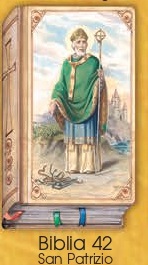 イタリア　紙カード金箔押　聖書型　紙裏白　ご絵　CRBibLia42　聖パトリック　１２．５×７．５センチ　高級紙裏白