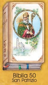 イタリア　紙カード金箔押　聖書型　紙裏白　ご絵　CRBibLia50  聖パトリック１２．５×７．５センチ　高級紙裏白