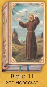 イタリア　紙カード金箔押　聖書型　紙裏白　ご絵　CRBibLia11 　アッシジの聖フランシスコ　１２．５×７．５センチ　高級紙裏白
