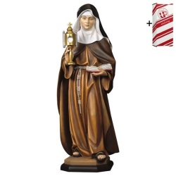 ULPE WOOD ART　イタリア　木彫　アッシジの聖キアラ（クラレ）１２センチ　ST. CLARE OF ASSISI WITH CIBORIUM + GIFT BOX UP238102B12