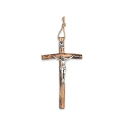 一般不可　転売不可　イタリア　 LALCC303　木製丸クロス 　Fir Wood Cross Metal Christ  cm.14x6,5