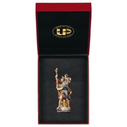 ULPE WOOD ART　イタリア　木彫   聖クリストファー　８センチ　ケース付き　ST. CHRISTOPHER WITH CHILD + CASE　UP280000E8