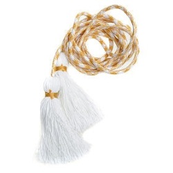 HA イタリア　PM005033　Cincture for alb in various colors　　アルバコード  白×金　 素材:ポリエステル 100%  長さ4m