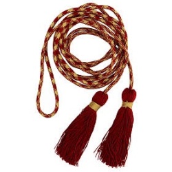 HA イタリア　PM005035　Cincture for alb in various colors　　アルバコード  エンジ×金　 素材:ポリエステル 100%  長さ4m