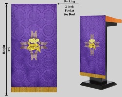 教会・関連組織住所または寄進者宅のみお届け　 講壇布（前布) または記章用（ハンキング）　紫　パンと魚　36×18インチ　縦９０センチ横４５センチ　　