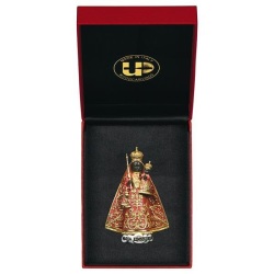 ULPE WOOD ART　イタリア　木彫  アインジーデルンの聖母子　赤オレンジ　７センチ　ケース付き　OUR LADY OF EINSIEDELN + CASE　UP078000E7
