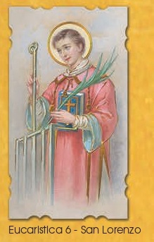 イタリア　紙カード金箔押ご絵　CREUCA006　St. Laurentius　火傷・火災・熱病の保護者　菓子製造人、料理人、栄養士、肉屋、醸造者、図書館員、兵器製造者、ステンドグラス製造者、コメディアン、学生などの守護聖人聖ロレンツォ　１０７mm×６０ｍｍ　裏白