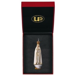 ULPE WOOD ART　イタリア　木彫  王冠のファティマの聖母　９センチ　ケース付き　OUR LADY OF FÁTIMA CAPELINHA WITH CROWN + CASE　 UP070000E9