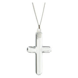 イタリア　クロスペンダン　FF000098　キャップ付きガラスクロスメタルネックレス Glass cross metal necklace with cap