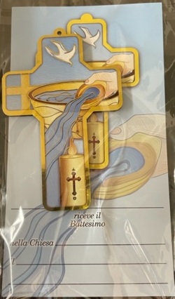 FRATELLI BONELLA　イタリア　板絵クロス　 FBCOL1   記念 洗礼クロス　裏無地　12.5×8センチ