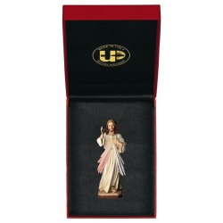 ULPE WOOD ART　イタリア　木彫　いつくしみ（慈しみ）のイエス　７．５センチ　ケース付き　JESUS DIVINE MERCI + CASEUP274000E75