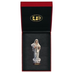ULPE WOOD ART　イタリア　木彫  メジュゴリエの聖母　８センチ　OUR LADY OF MEDJUGORJE + CASE　UP061001E8