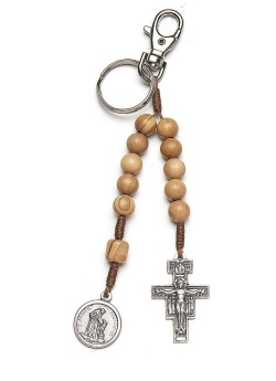 イタリア　 LALPC260　10mmオリーブ１連ロザリオ　ティナ－タイプ　聖フランシスコ　ダミアノクロス