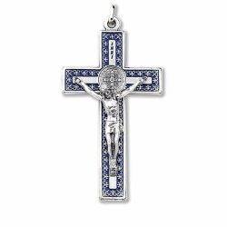 一般不可　転売不可　イタリア　 LALPG348SBNE　聖ベネディクト　メタルデザインクロス　銀黒　7.5×4.2センチ