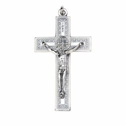 一般不可　転売不可　イタリア　 LALPG348SBW　聖ベネディクト　メタルデザインクロス　銀白　7.5×4.2センチ