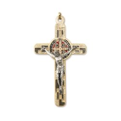 一般不可　転売不可　イタリア　 LALPG611DMA　聖ベネディクトクロス  茶金　Saint Benedict Cross in golden metal vin.+box cm. 7,5x4,5