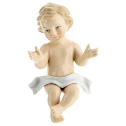 イタリア　PR008218　 着色磁器製の幼子イエス像 15x10 cm   Baby Jesus figurine in colored porcelain 15x10 cm