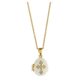 ロシア正教　ペンダント　 ロシア帝国の卵ペンダント 開閉可能 ホワイト　 Russian Imperial egg pendant openable white