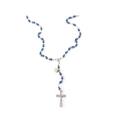 イタリア　 LALRA012BLU　最高級ロザリオ　スワロフスキー＆シルバー９２５　長８ミリ珠　明るめブルーBLU　Rosary in silver and Crystal 8 mm. GENERICO/PERSONALIZZATO