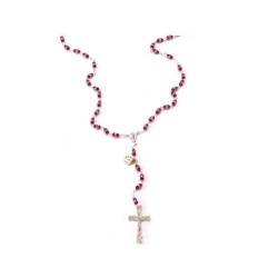 イタリア　 LALRA012R　最高級ロザリオ　スワロフスキー＆シルバー９２５　長８ミリ珠　レッドR　Rosary in silver and Crystal 8 mm. GENERICO/PERSONALIZZATO