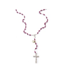 イタリア　 LALRA012WR　最高級ロザリオ　スワロフスキー＆シルバー９２５　長８ミリ珠　ワインレッドWR　Rosary in silver and Crystal 8 mm. GENERICO/PERSONALIZZATO