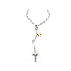 イタリア　 LALRA064 　最高級ロザリオ　スワロフスキークリスタル＆シルバー９２５　８ミリ珠　Rosary in silver and Crystal  8 mm. white