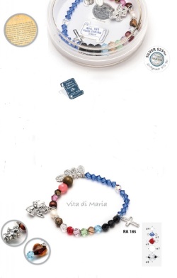 イタリア　LALRA185　シルバー９２５　スワロフスキー　クリスタルロザリオブレスレットチャーム　BRACCIALE LA VITA DI MARIA ARG.E CRISTALLO S.