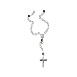 イタリア　 LALRA202 　最高級ロザリオ　スワロフスキークリスタル＆シルバー９２５　８ミリスクエア（四角珠）Rosary squared mm. 8 + black Pater