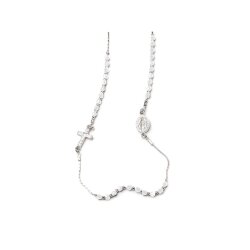 イタリア　LALRA337RGHI　３連ロザリオペンダント   　ロジウムシルバーとクリスタルのコリエ + 奇跡の聖母 - GHIACCIO　　Collier in Rhodium silver and Crystal + Miraculous Madonna - GHIACCIO