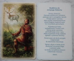 ポーランドパウロ修道会　 ラメ　ご絵カード　PSPRAME4　聖ヒューバート　６×１０．５センチ　裏ポーランド語の祈り