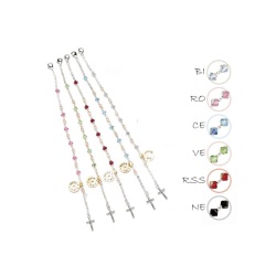 イタリア　 LALRL23C  一連ロザリオブレスレット 　クリアBL   クリスタルとパールのブレスレット ロザリオ、リング付きメタル、サイズ  5 mm。 - GENERICO/PERSONALIZZATO