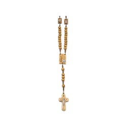 イタリア　 LALRL668 　ロザリオ　１０ミリオリーブ珠　マリア賛歌　Rosary with veined wood binding, size mm 10 "Hail Mary" resin pater + box