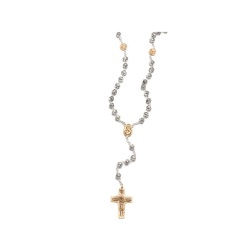 イタリア　 LALRL768BIC  ４つのバジリカと薔薇珠６ミリのロザリオ　金ピース　善き牧者クロス　メタル　Rosary Rosetta mm.6 in oxidised-golden resin - 4 Basilicas
