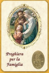 イタリア　プラ板金箔押ご絵　CRRCC32   家族　家庭の守護　聖家族　84mm×５５ｍｍ　裏面英語の祈り