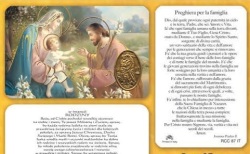 イタリア　プラ板金箔押ご絵　CRRCC87IT  聖家族　84mm×５５ｍｍ　裏面イタリア語の祈り
