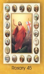 イタリア　紙カード金箔エンボス加工　ロザリオ連願ご絵　CRROSA45  復活　１２．５×７．５センチ　高級紙裏白