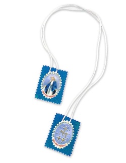 イタリア　LALSP027MIR  スカプラリオ　７×５，５センチ Scapular in Heavenly Cloth Miraculous Mad.+card cm.7x5,5 SP 027-MIR