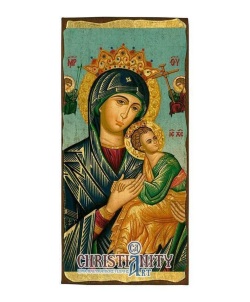 ギリシャ　Iconotechniki S.A　 絶えざる御助け　聖母子　　SW　102　235ミリ×115ミリ厚み２０ミリ　板絵イコン