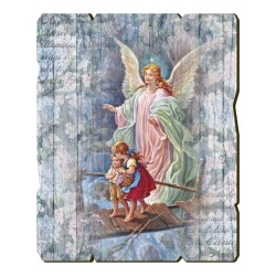 一般不可　転売不可　FRATELLI BONELLA　イタリア　壁掛・卓上両用　板絵　FBVINT3-350  守護の天使　ヴィンテージ風の形をした木の絵　13.3×10.8×0.8センチ