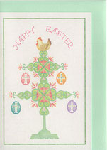 山崎美枝子 　水彩色鉛筆画　E-7  にわとり　ハッピーイースター　　カード１　封筒１