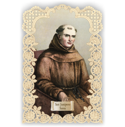 Officina D'Arte Torre　飾りレース紙ご絵　福者フニペロ・セラ Junipero Serra  OAT297 イタリア語祈りカード　