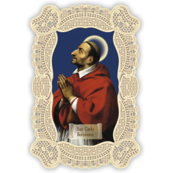 Officina D'Arte Torre　飾りレース紙ご絵   聖カルロボロメオ　Carlo Borromeo　OAT137　イタリア語祈りカード　