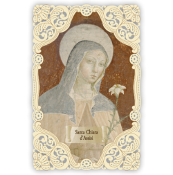 Officina D'Arte Torre　飾りレース紙ご絵  アッシジの聖キアラ  Chiara D'Assisi  OAT249 イタリア語祈りカード　