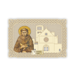 Officina D'Arte Torre　飾りレース紙ご絵    アッシジの聖フランシスコ　Francesco D'Assisi　OAT134　イタリア語祈りカード　