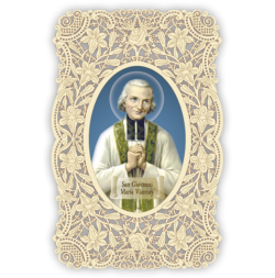 Officina D'Arte Torre　飾りレース紙ご絵   聖ジョセフマリアビアンニ　Giovanni Maria Vianney 　OAT135　イタリア語祈りカード　