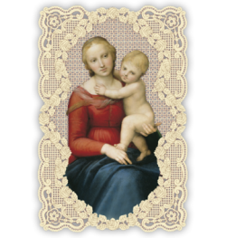 Officina D'Arte Torre　飾りレース紙ご絵   聖母子　MADONNA CON BAMBINO　　OAT116　イタリア語祈りカード　