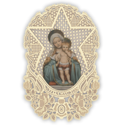 Officina D'Arte Torre　飾りレース紙ご絵  聖母子　Madonna Con Bambino OAT114　イタリア語祈りカード　